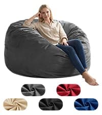 fond + found 5FT Bean Bag Chair for Adults - Giant Memory Foam Bean Bag with Removable Washable Cover, Large Comfy Bean Bag Chair with Handle & Side Pocket for Living Room, Bedroom, Gaming