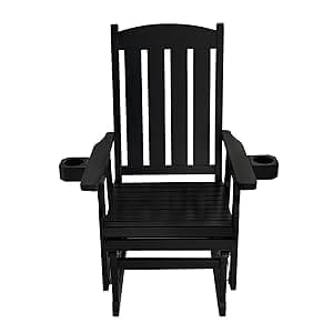 Fortune Candy Wooden Patio Glider for One Person, with High Back and Deep Contoured Seat, Solid Fir Wood, Heavy Duty 600 LBS (Cedar Tone, 1-Seater)