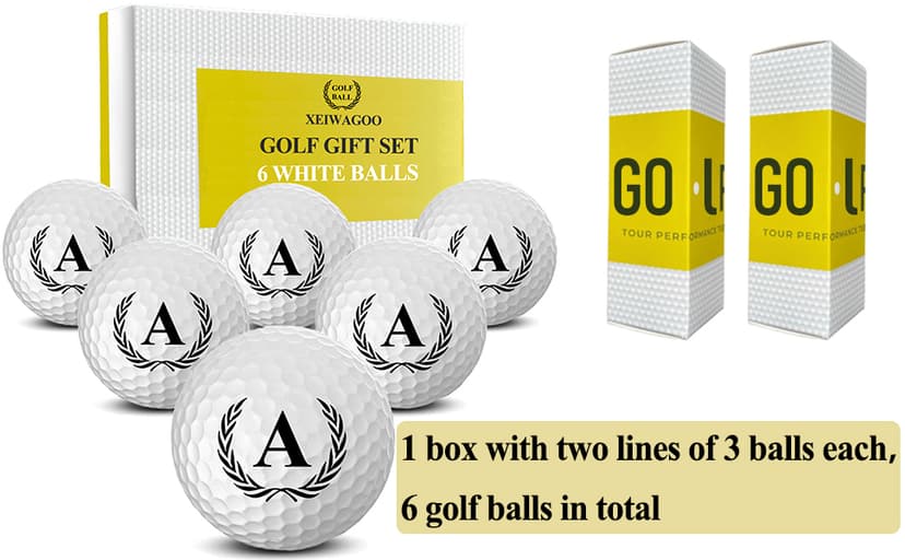 Xeiwagoo Golf Gifts for Men, Unique Initial on Personalized Golf Balls (6 Balls)