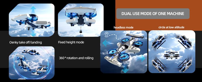 Remote Control Airplane Car Toys for Kids Ages 4-6-8-10-12, 2-in-1 Foam RC Plane Car Jet Mini Drone, Racing Car Stunt Plane Toys for Kids Boys Beginners 4 5 6 7 8 9 Year Indoor Outdoor Play