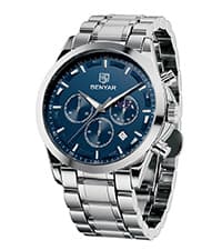BENYAR Mens Watches Quartz Movement Chronograph Leather Strap Fashion Business Sport Design 30M Waterproof Scratch Resistant Elegant Gifts for Men