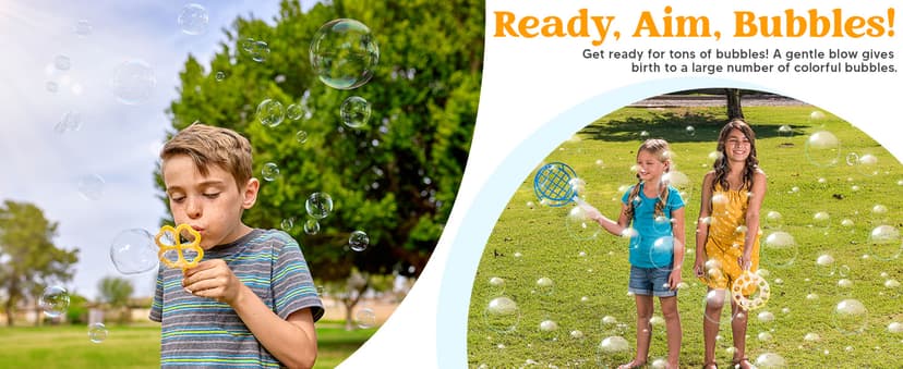 JOYIN Big Bubble Wands Set Bulk for Kids Summer Outdoor Toy Game Activity Party Favors, 18 Pcs Giant Bubble Maker with Tray, 12" Large, 6 Pcs Solution Suitable for All Age People