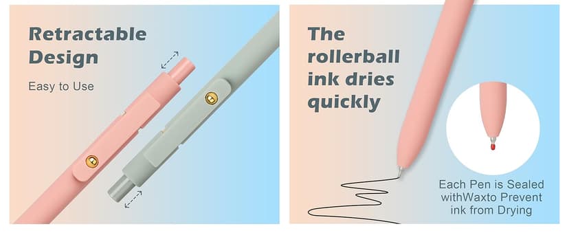 Ddaowanx Gel Pens, 6 Pcs 0.5mm Quick Dry Black Ink Pens Fine Point Smooth Writing Pens, Cute Office School Supplies Gifts for Women