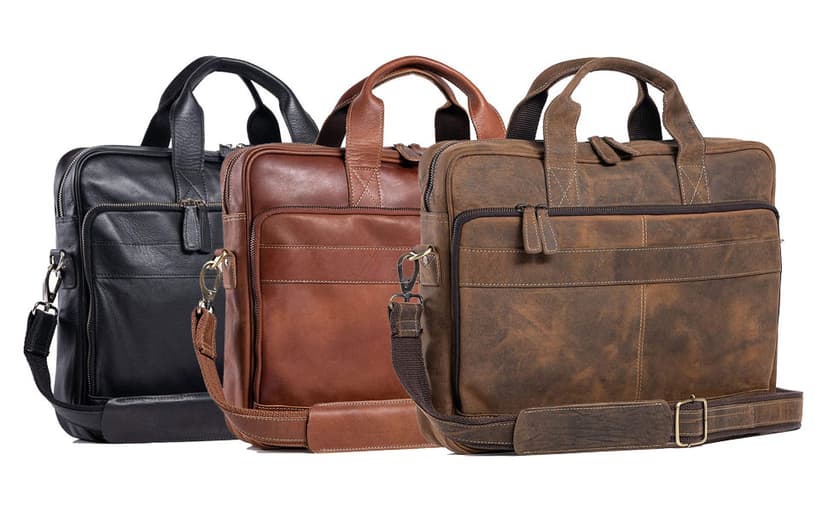 Leather briefcase 18 Inch Laptop Messenger Bags for Men and Women Best Office briefcase Satchel Bag (Tan)