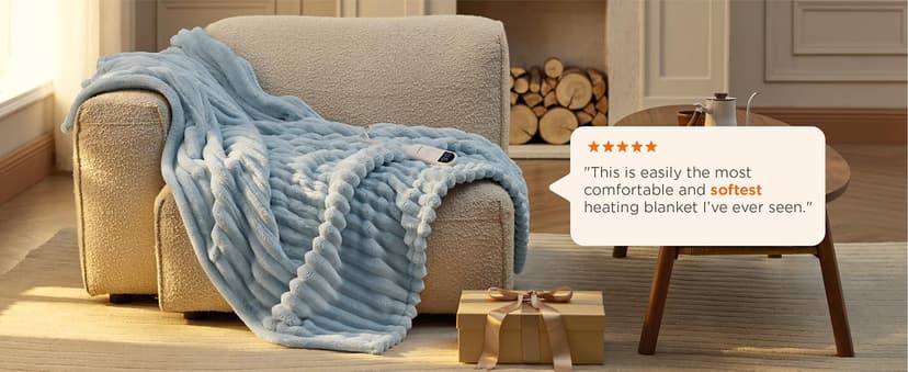Preheat Function, 6 Heat & 6 Timer (Up to 10H) Settings, 8H Auto Shut Off, ETL & FCC, Gifts for Men Senior, Cozy Room Decor Bedsure Thick Heated Blanket Electric Throw, Fast Heating, Grey 50"x60" B0BZYX45MR