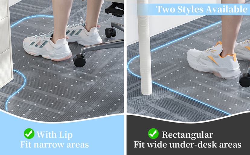 Tonaus Office Chair Mat for Carpet, 48"×36" Desk Chair Mat T-Shape Carpet Protector Mat for Office Chair, Transparent 2.2mm Thick T-Shape Floor Protection with Non-Slip Studded