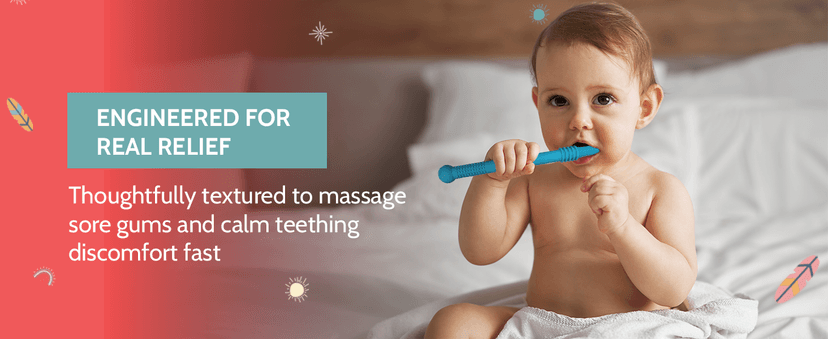 Bebecan Teething Sticks for Babies 36+ Months – Super Soft Silicone Teething Aids, Infant Oral Soothing Relief Back Molars, Multicolor 6-Pack