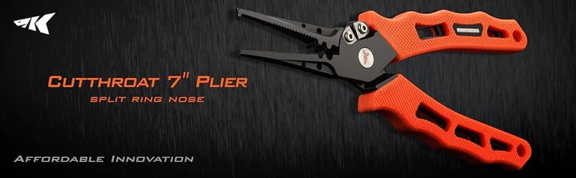 KastKing Cutthroat 7 inch Fishing Split Ring Pliers, 420 Stainless Steel Fishing Tools, Saltwater Resistant Fishing Gear, Tungsten Carbide Cutters