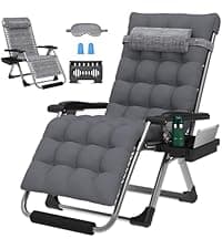 ZENPETIO Oversized Zero Gravity Chair, 33In XXL Zero Gravity Recliner Lounge Chair, Anti Gravity Chair for Indoor and Outdoor, Reclining Camping Chair for Lawn and Patio w/Cushion and Footrest, 500LBS