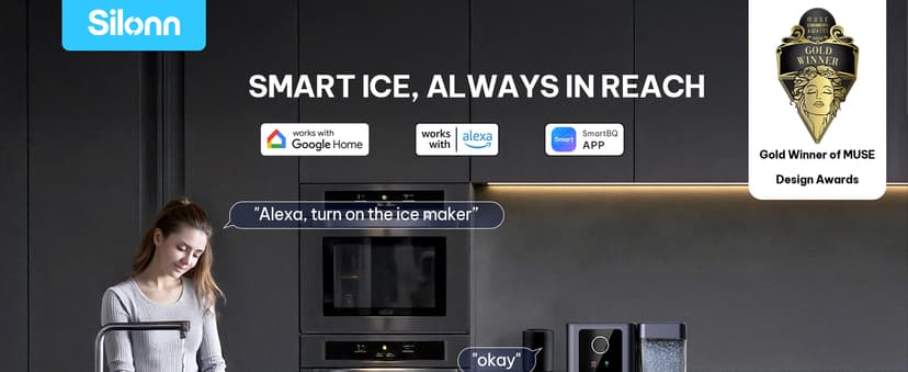 Silonn Nugget Ice Maker Countertop with APP & Voice Control, Self Cleaning Ice Machine with 3L Large Water Tank, 40 lbs/24H Soft Chewable Ice, Portable Pebble Ice Maker for Home, Kitchen and Party