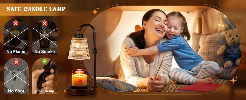 Dimmable Candle Warmer for Jar Candles, Height Adjustable Wax Warmer,Halloween Decorations House Warming Gifts New Home Innqoo Candle Warmer Lamp with Timer Home Decor Birthday Gifts for Women B0DZFGTCLR