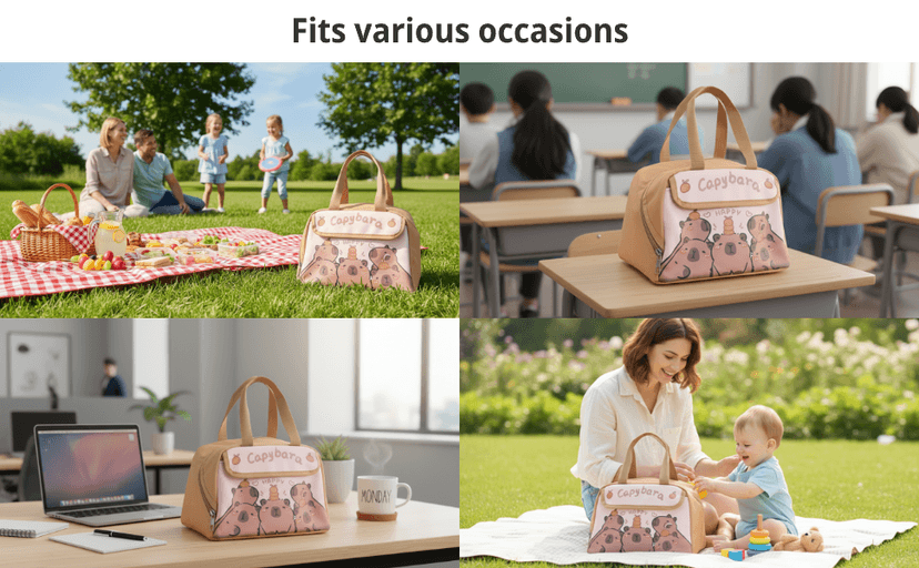 LUUTUUORA Capybara Lunch Bag Women, Insulated Lunch Box for Women, Reusable 10L LunchBox Multi-Pockets Cute Lunch Tote for Work Picnic Travel or Gifts-Capybara