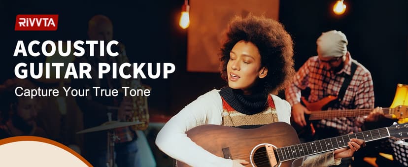 RIVVTA Acoustic Guitar Pickup Guitar Pickups Acoustic Pickup with Volume Tone Control for Standard Steel String Acoustic Guitars(Natural Beech)