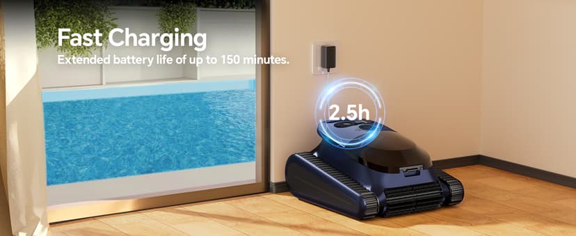 (2026 New) Robotic Pool Cleaner - Pool Vacuum 180W Brushless Motor, 48,000Pa Suction, Wall Climbing, AI-Powered Path Sonar Navigation, 3 Modes Robot for Inground & Above-Ground Pools Up to 2150 Sq. Ft