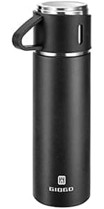 Vacuum Insulated Bottles with Cup 800ml/27oz Stainless Steel Hot Thermo Bottles for Cold and Hot Drinks Water Coffee Thermo with Cup (DarkGreen,800ml)