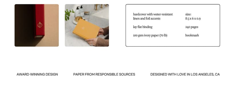 Kunitsa Co. Recipe Notebook - Keepsake Gift, Hardcover Blank Recipe Book to Write In Your Own Recipes with Journaling Prompts About the Chef, 100 Recipes, Dark Pine