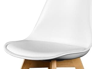 OLIXIS Dining Chairs Set of 4, PU Leather Upholstered Kitchen Chairs with Solid Wood Legs, Mid Century Modern Accent Chairs for Living Room, Bedroom, Patio, White