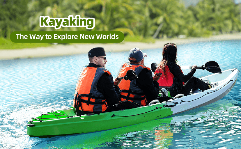 Fishing Kayaks, 12.4FT, 2-3 Person Sit on Top Kayak for Adults with Paddle & Comfortable Seat, Capacity of 600LBS, Hard Shell Recreational Ocean Kayak Boat