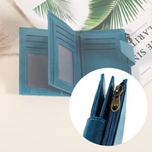 Airkit Small Wallet Women RFID Blocking Soft Leather Bifold Compact Card Holder Wallet for Women with Zipper Coin Pocket 4 ID Window