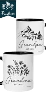 Vivulla68 Christmas Gifts For Grandparents Mug Set 11Oz, Best Grandparents Ever Gifts, Present for Grandma Grandpa Cups, Gift Ideas From Grandkids, Grandchildren, Baby Reveal for Nana Papa