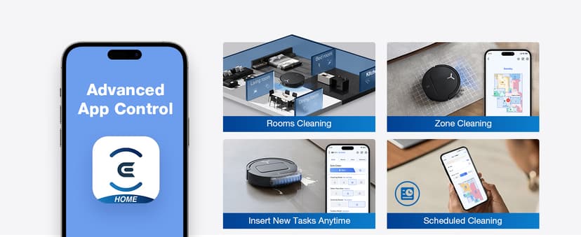 ECOVACS DEEBOT T80 Omni Robot Vacuum and Mop, 18,000Pa Suction, OZMO Roller Mop with TruEdge, Zero-Tangle Brush, AI Navigation, All-in-One Station