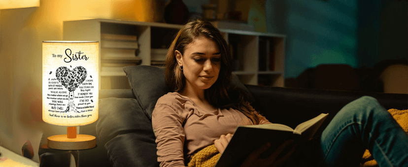 Sisters Gifts from Sister, to Sister Fabric Table Lamp, Sister Valentines Day Birthday Gifts for Sister, Bedside Table Lamp Gifts for Sisters from Sisters Adult