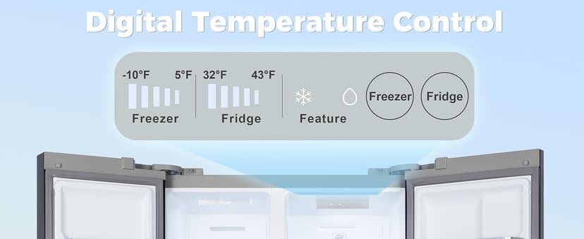 Iceblue 15.6 Cu.Ft. Side-by-side Refrigerators, 33" Full Size Refrigerator, Zoning Temperature Control Beverage Refrigerator with Freezer, Frost Free Beverage Fridge - Black Stainless Steel