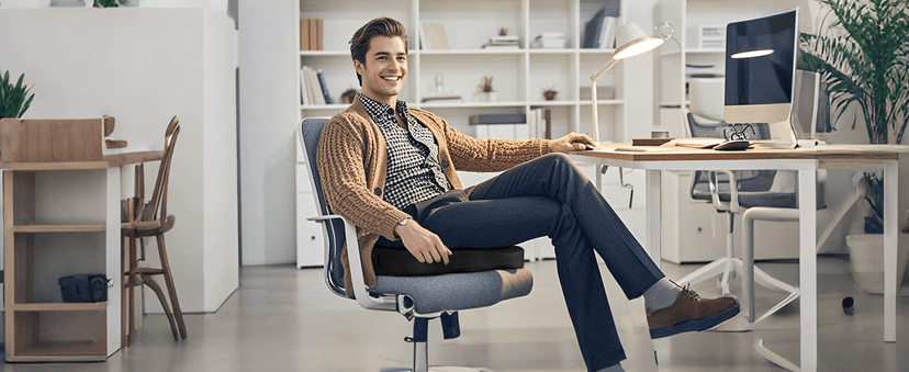 CushZone Seat Cushion - Memory Foam Office Chair Cushion for Sciatica, Tailbone & Back Pain Relief - Orthopedic Coccyx Pillow for Car, Airplane, Pregnancy & Long Sitting at Work, Black