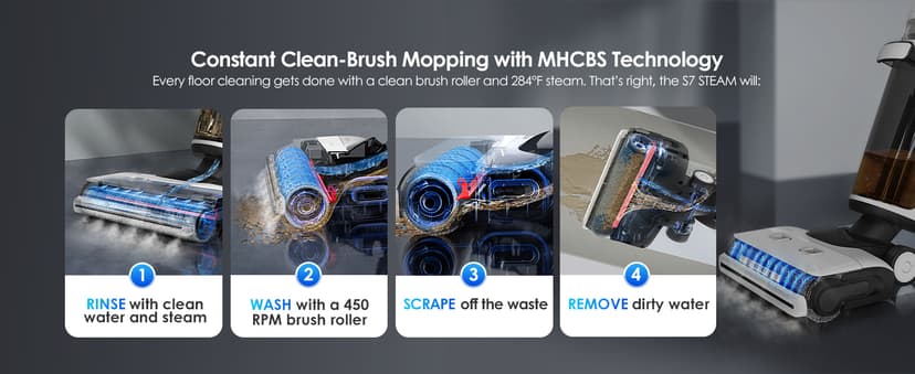 Tineco Floor ONE S7 Steam Cordless Wet Dry Vacuum Steam Mop All-in-One, Floor Washer for Sticky Mess Clean Up on Hard Floors with Digital Display, Self-Cleaning, Edge Cleaning, Safe for Kids & Pets