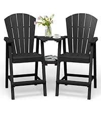 Oversized Outdoor Rocking Chair, HDPE All Weather Resistant Patio Rocking Chair, High Back Porch Rocking Chair, 380lbs Weight Capacity, Dark Grey