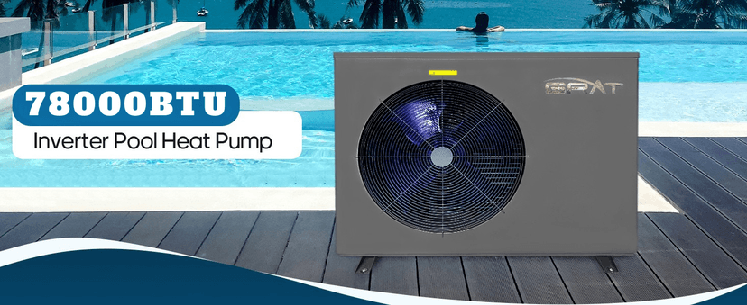 Full Inverter Heat Pump for Hot Tub and Bath, 75000BTU Electric Swimming Pool Heater, 20000 Gallons, for Above Ground and In ground Pools, WiFi Capable Timer, Heating and Cooling, Defrosting, 220-240V