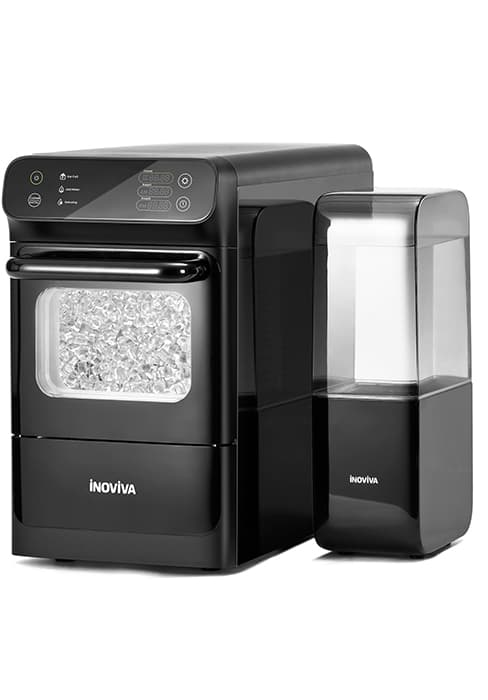 inoviva Nugget Ice Maker Countertop, 40lbs/24H Soft Chewable Pellet Ice Machine with Self-Cleaning, Sonic Ice Maker for Home Kitchen, Office - Black Stainless