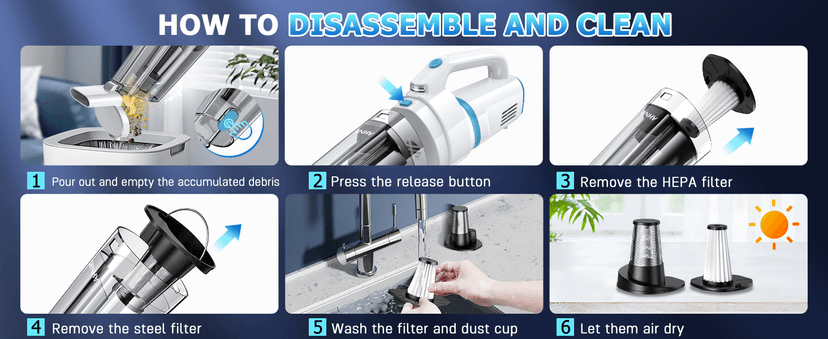 AHNR Handheld Vacuum Cordless, 16000PA Powerful Suction Hand Held Vacuum Dust Busters Cordless Rechargeable with LED Light & 2 HEPA Filters, Portable Car Vacuum Cleaner High Power for Car Home Office