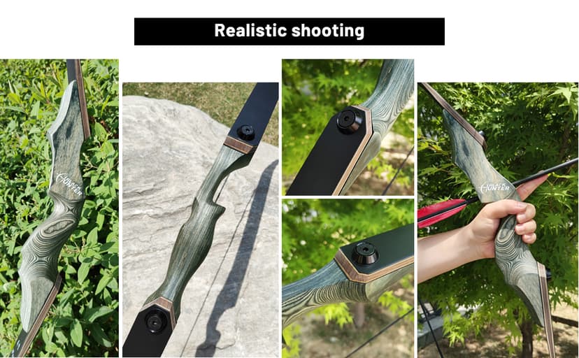 Black Hunter Archery Takedown Bow Longbow American Longbow Adult Right Hand Hunting Wood Bow 60",30-60lbs Target Practice