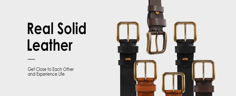 WOLFANT Thicken Full Grain Heavy Duty Casual Work Belts for Men,100% Italian Real Solid Leather