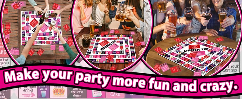 Drinking Board Games for Adults Waterproof Rubber Mat Drink Up Board Games Adult Tipsy Funny Party Interactive Drinking Games Ideal for Game Night Birthday Party Play, Age 21+, 2-8 Players