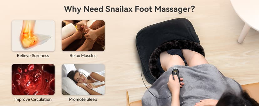2026 Upgraded, Heat Up to 130°F, Reversible Kneading, 2-in-1 Foot and Back Massager for Home Office Use, Fits Men's Size 13 Snailax Shiatsu Foot Massager with Heat, Foot Warmer with Removable Cover B07SG4VBTY