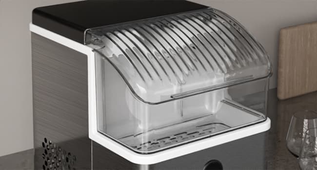Kismile Nugget Ice Makers Countertop,Portable Ice Machine with Crushed Ice, 35lbs/Day,Self-Cleaning,One-Click Operation for Home Use(Stainless Steel Silver)