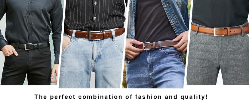 VATAN Men's Genuine Leather Dress Belts, Handmade Classic Every Day Leather Jeans Belt for Men Work Business Casual