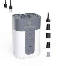 ETENWOLF AIR 3 Air Pump for Inflatables with 2600 mAh Battery & Camping Light, Ultra-Fast and Mini Electric Air Pump, Inflate Deflate for Air Mattress, Pool Floats, Vacuum Storage Bags