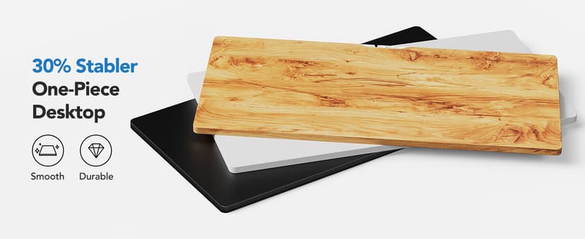 HUANUO Electric Standing Desk, Whole Piece Desktop, Adjustable Height Computer Desk, 4 Height Memory Settings, Sit Stand Up Desk for Home Office, 60" x 24", Light Vintage