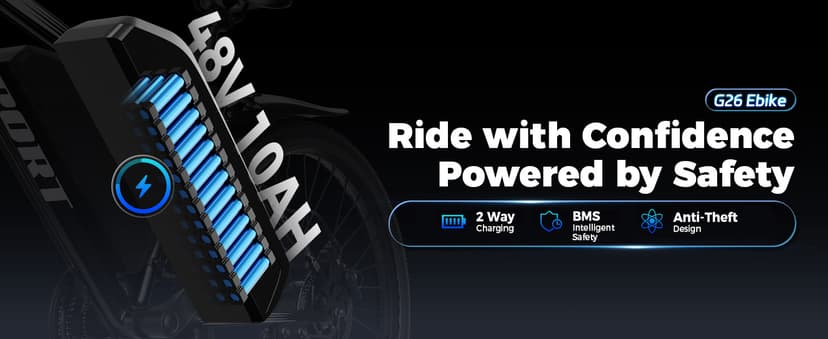 Electric Bike for Adults, 1500W Peak Mountain Ebike with 25 MPH, 65 Miles Range, 7 Speeds, 48V 10Ah Removable Battery 26" Ebike for Commute