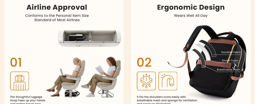 LOVEVOOK Laptop Backpack for Women with Giant Tumbler Holder Pocket, 15.6 inch Travel Work Backpack Purse for Teacher Nurse, Waterproof College Book Bag Cute Casual Daypack, Beige-Black-Brown