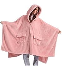 Bedsure Blanket Hoodie, Wearable Blanket for Adults & Kids as Gifts for Women Men, Birthday Gifts for Women Mom Girl Sherpa Oversized Hoodie, Grey, Standard