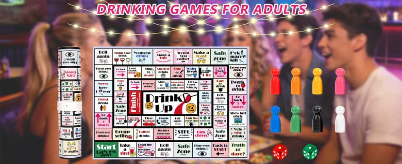 Drinking Board Games for Adults Girls Night,Waterproof Leather Mat Drinking Games,Party Interactive Drinking Game Playmat, Bachelorette Party,Family Play or Any Occasion,Age 21+,2-8 Players
