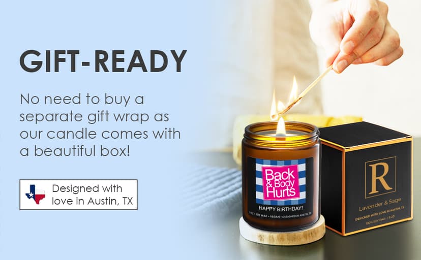 Funny Happy Birthday Candle, Unique Happy Birthday Gifts for Women and Men, Fun Gift Ideas for 30th, 40th, 50th and 60th Birthdays, Back and Body Hurts Candle, Long-Lasting Scent, Gift-Ready