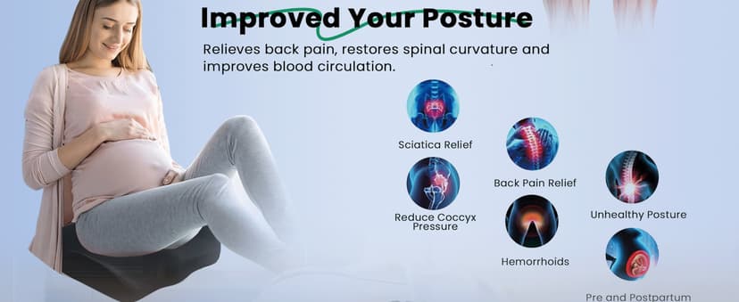 Lexeme X Large Memory Foam Seat Cushion Lumbar Support Pillow for Sciatica & Tailbone Pressure Relief Coccyx Pad for Office Chair, Car,Wheelchair,Home,Office