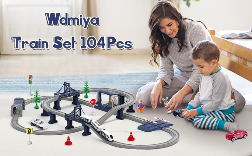 Train Sets for Boys 4-7, Battery Operated Train Set with Tracks(Magnetic Connection), Compatible with Thomas, Brio, Chuggington, Gifts for 3 4 5 6 Years Old (City)