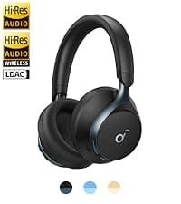 Soundcore Anker Life Q20 Hybrid Active Noise Cancelling Headphones, Wireless Over Ear Bluetooth Headphones, 60H Playtime, Hi-Res Audio, Deep Bass, Foam Ear Cups, Travel, Office, USB-C Charging