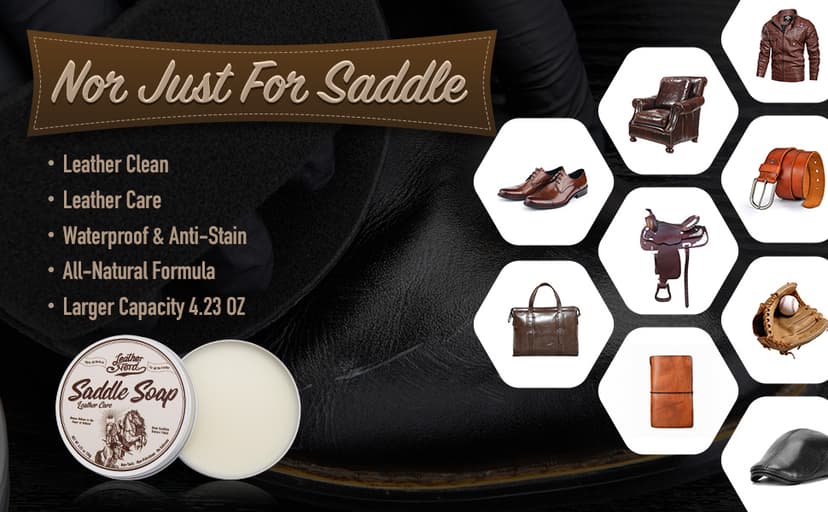 Saddle Soap for Leather, Leather Nerd Leather Cleaner Conditioner for Boots, 4.23 Oz with Sponge, All-Natural Protect Soften and Restore Shoes, Jackets, Purses, Gloves, Vinyl, and Leather Products